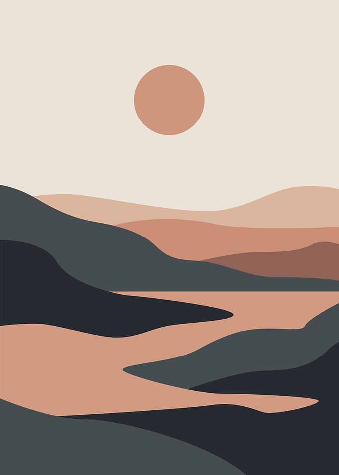 Abstract Landscape with Sun and River