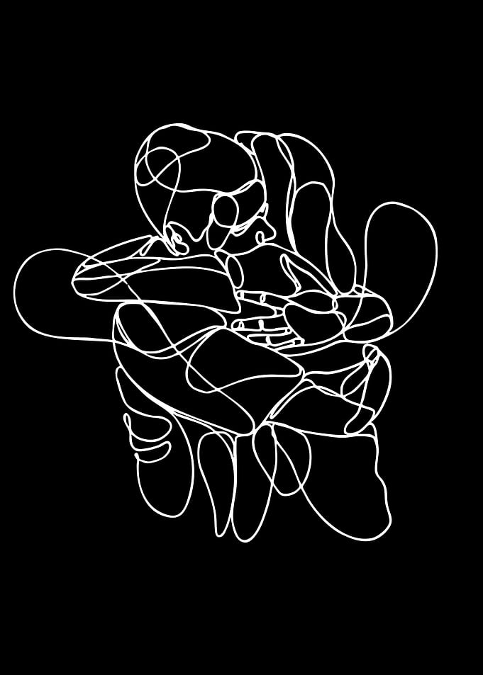 Abstract Line Art of Embracing Figures