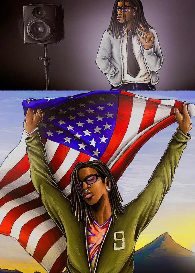 Man Holding American Flag