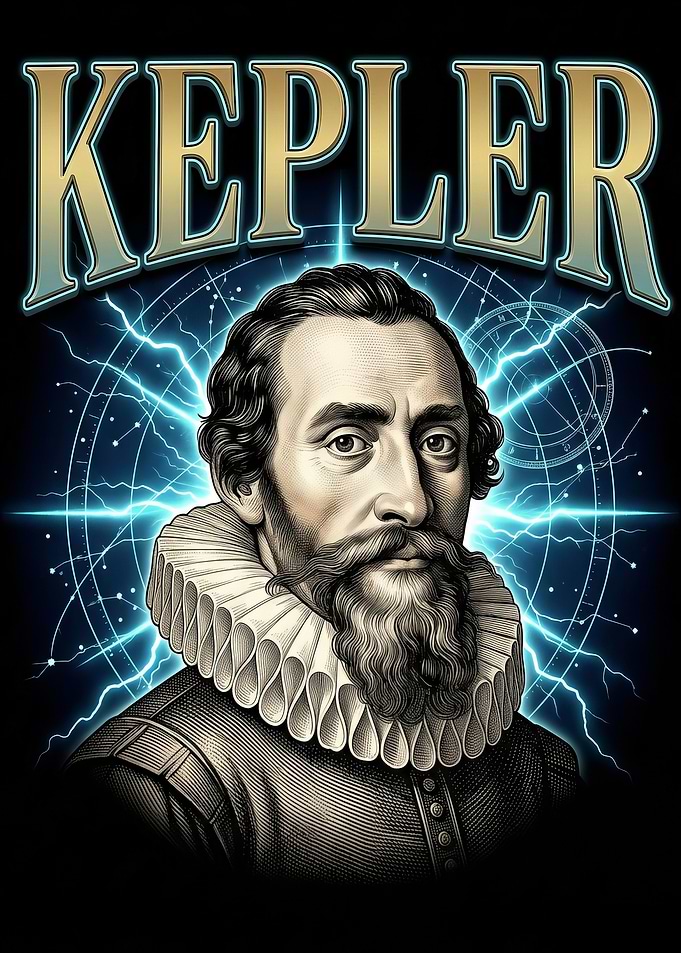 Johannes Kepler Portrait with Cosmic Background