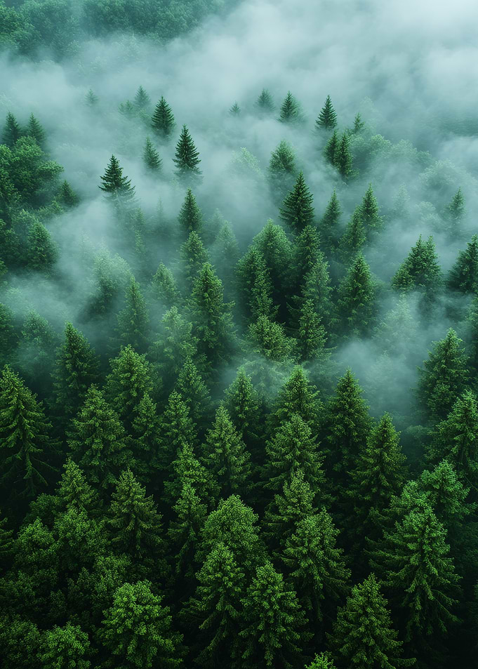 Misty Pine Forest Canopy