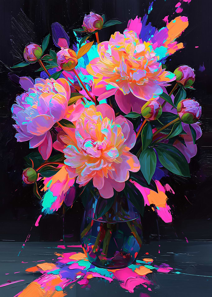 Vibrant Peonies in a Glass Vase