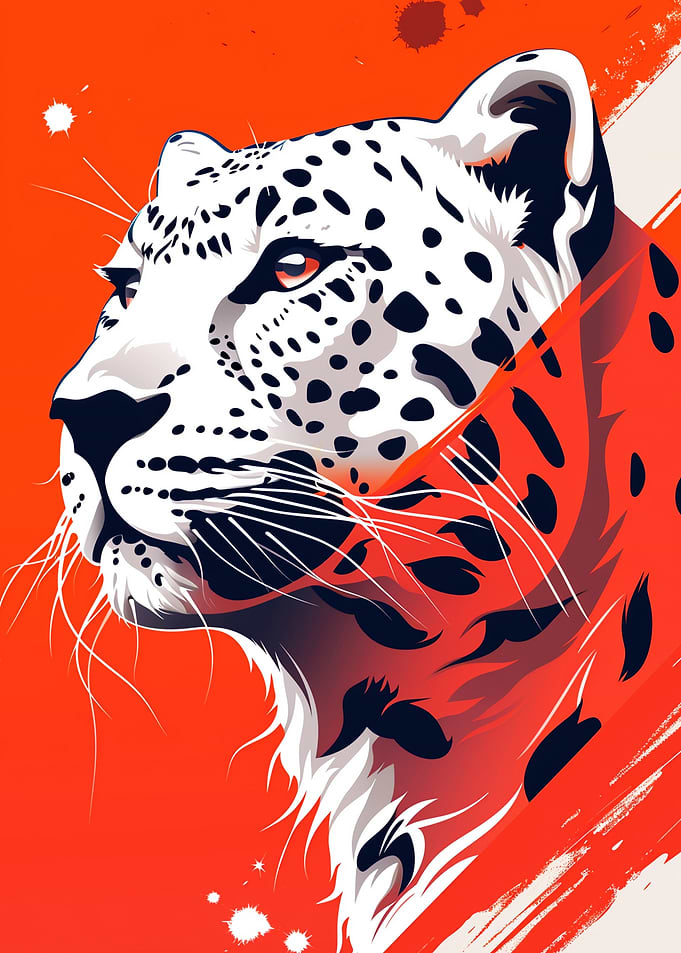 Leopard Portrait with Orange Background