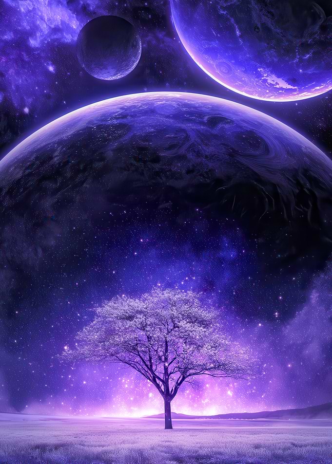 Alien Tree Under Purple Planets