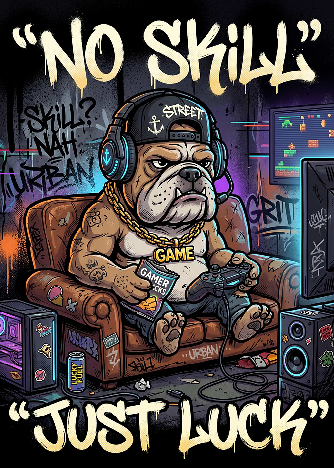 Bulldog Gamer 'No Skill Just Luck'