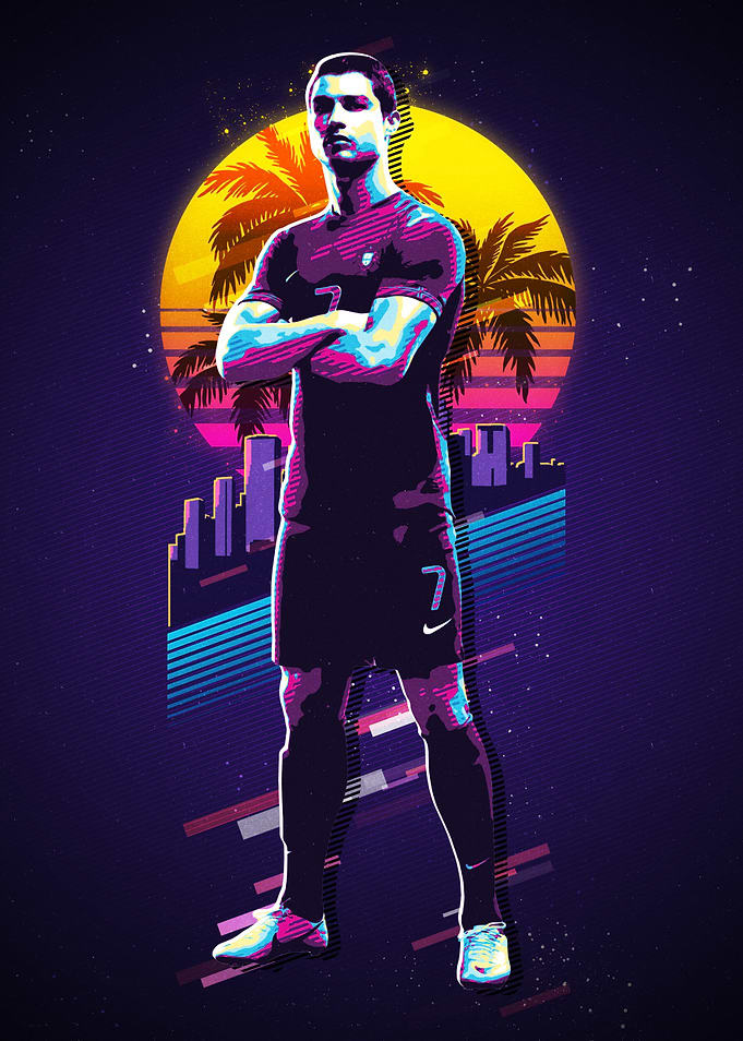 Cristiano Ronaldo Retro Sunset Art