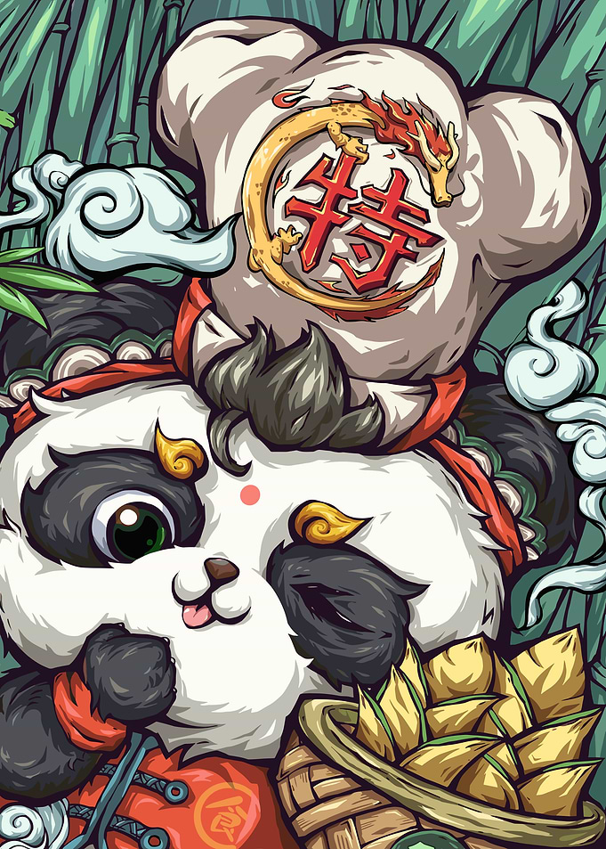 Panda Chef with Dragon Hat