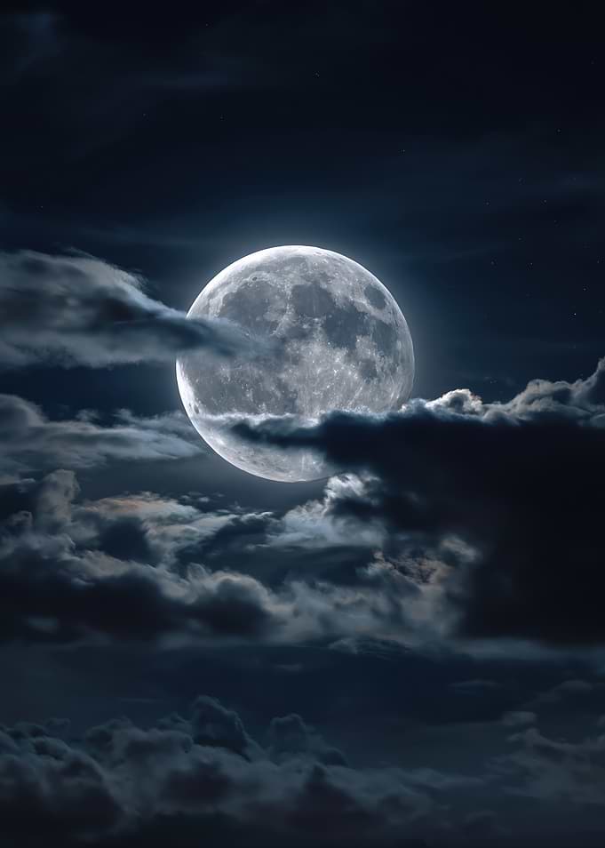 Full Moon Through Clouds