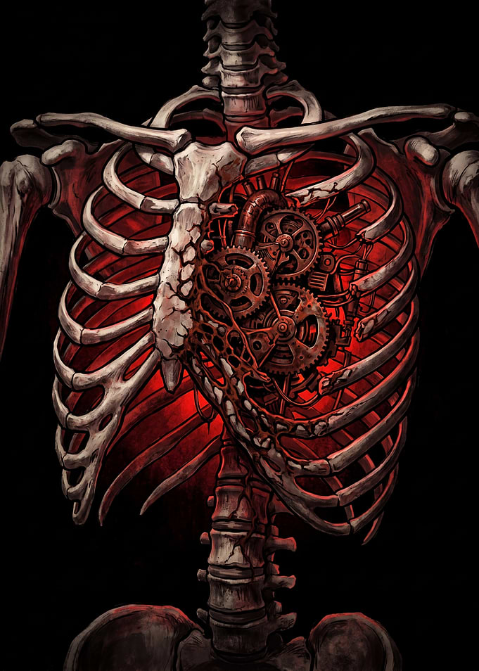 Steampunk Mechanical Heart Skeleton