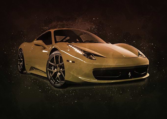 Yellow Ferrari Sports Car