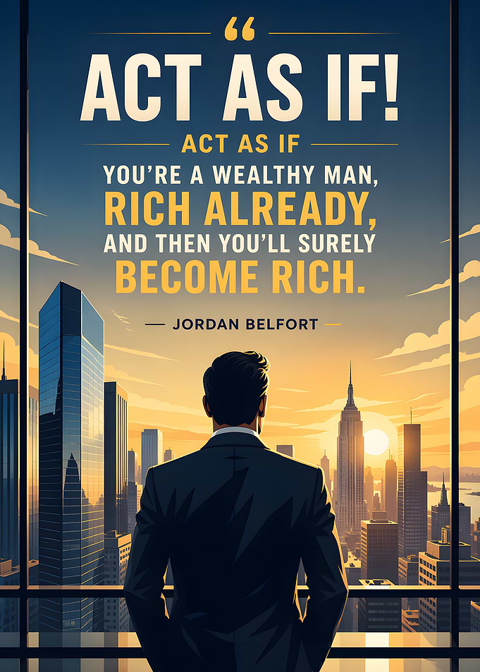 Man looking at cityscape with quote