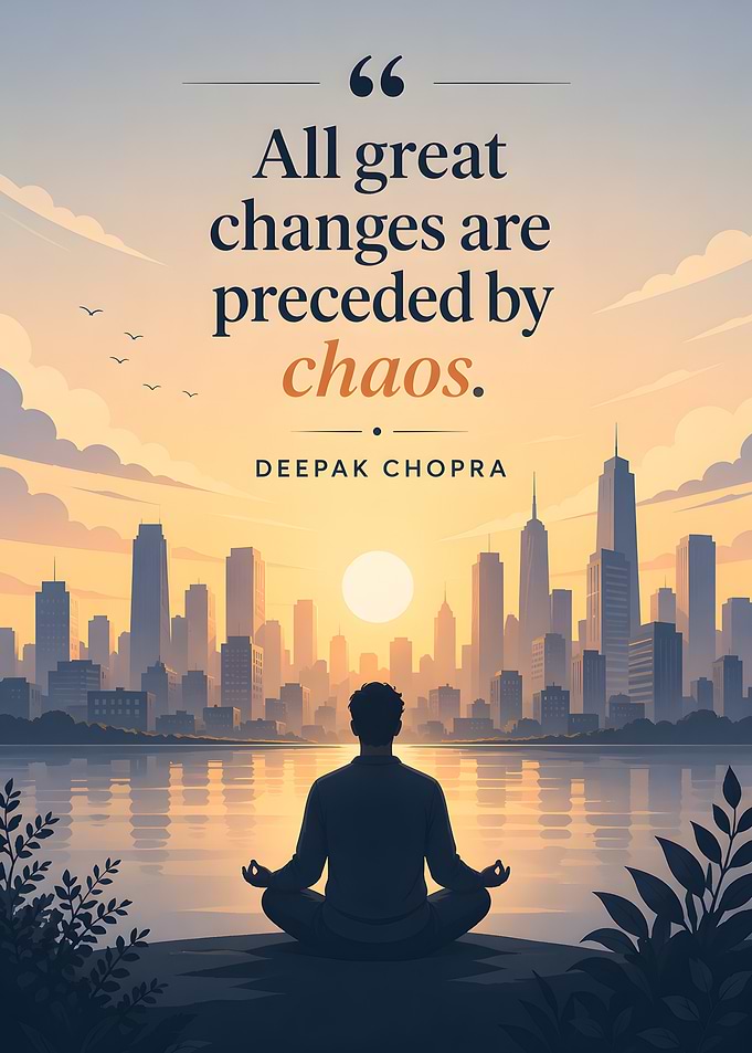 Meditation in a Cityscape at Sunset