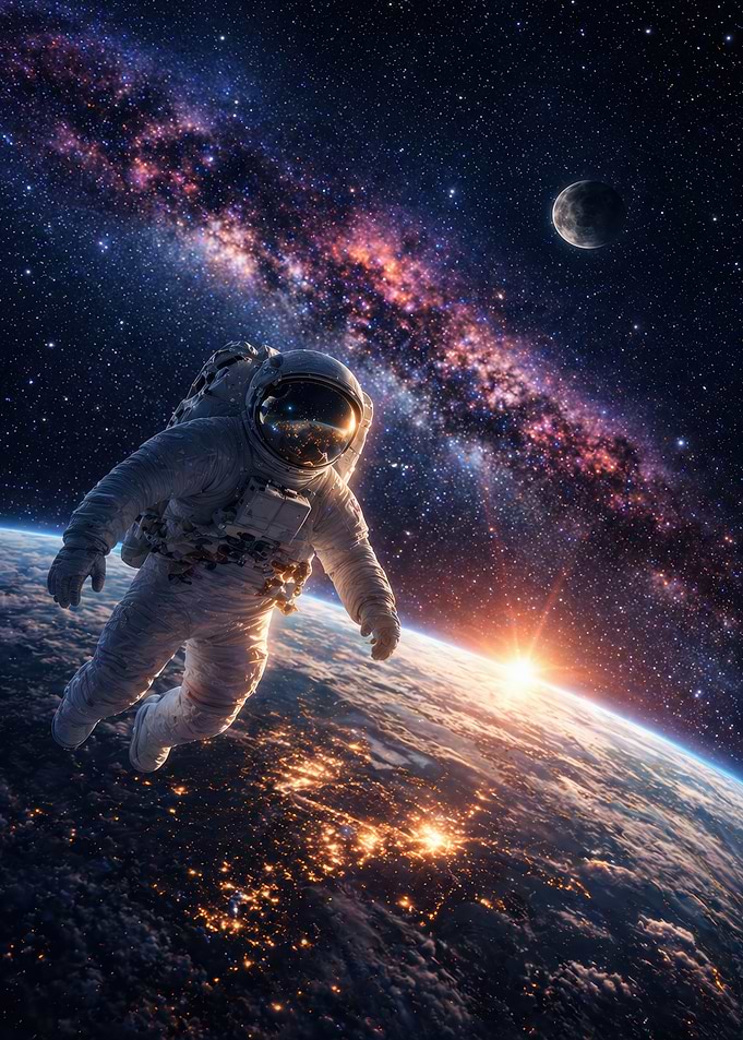 Astronaut floating above Earth