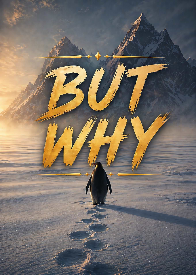 Penguin in Snowy Mountains
