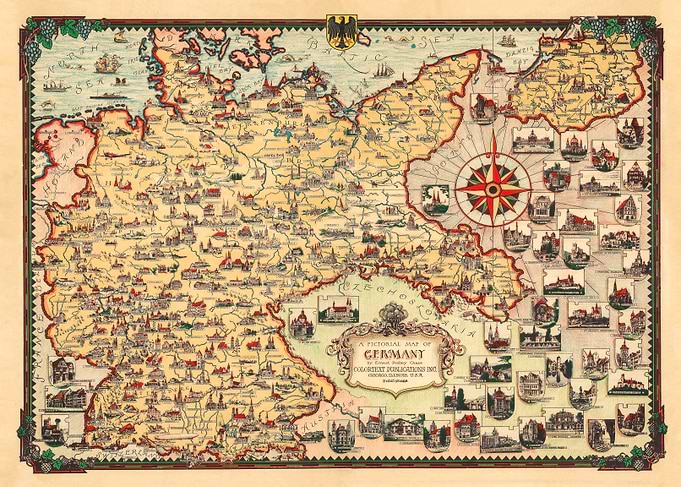 Vintage Map of Germany 1935