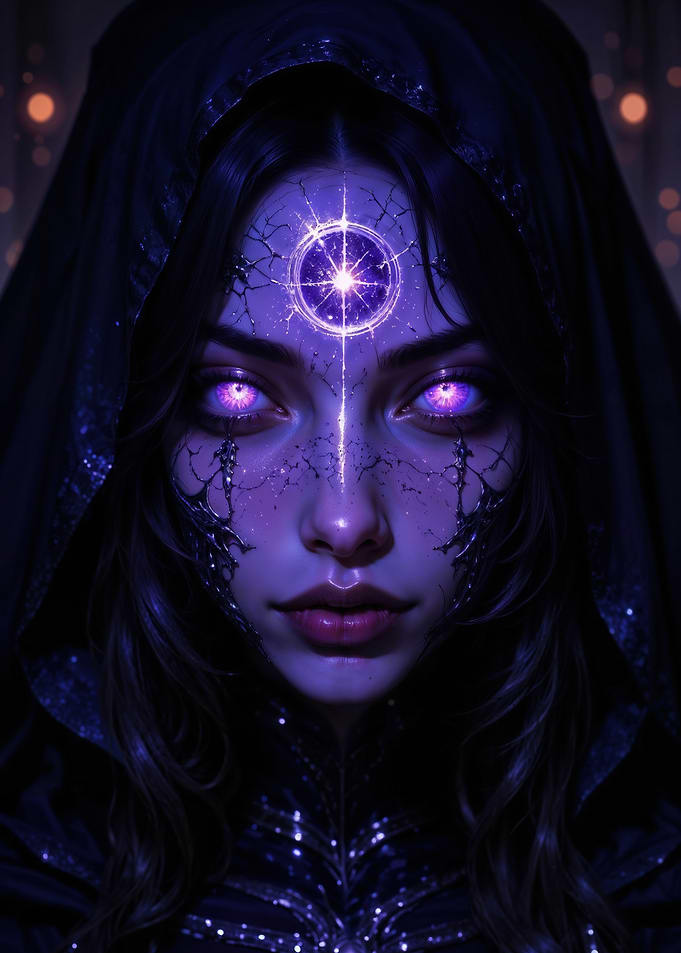 Mystical Woman with Glowing Eyes