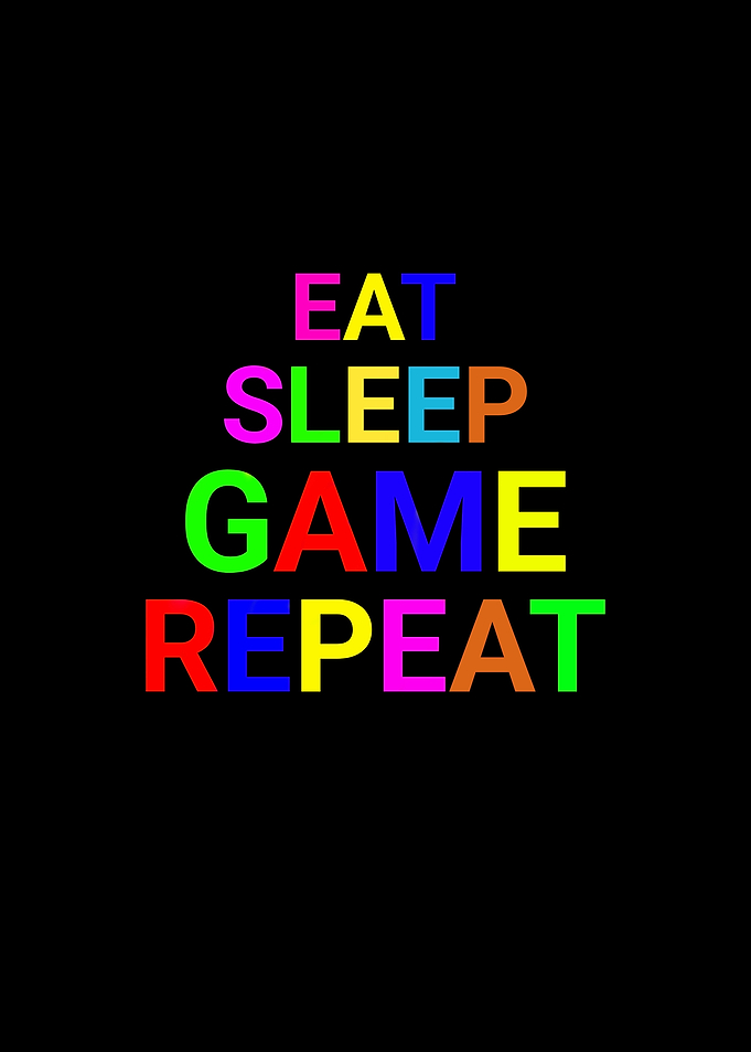 Eat Sleep Game Repeat Text Art