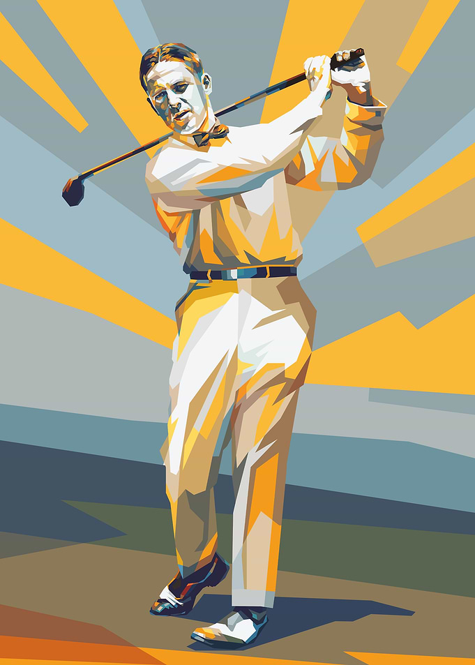 Golfer in swing position