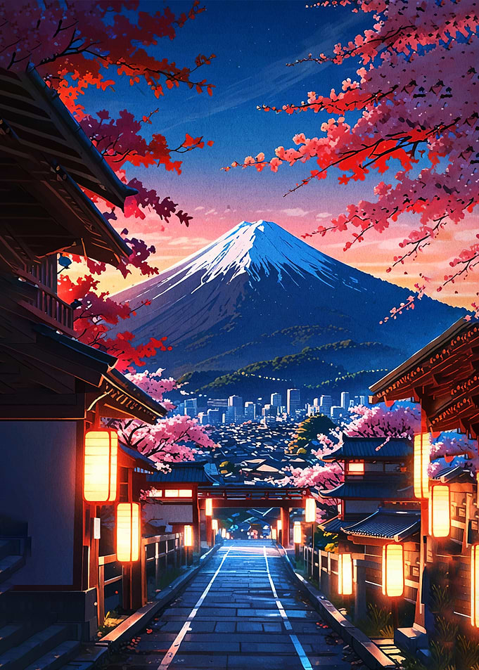 Mount Fuji with Cherry Blossoms