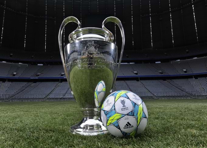 Champions League Trophy and Football