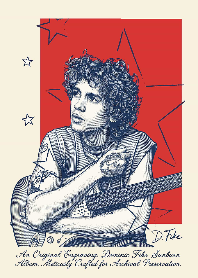 Dominic Fike Engraving with Guitar