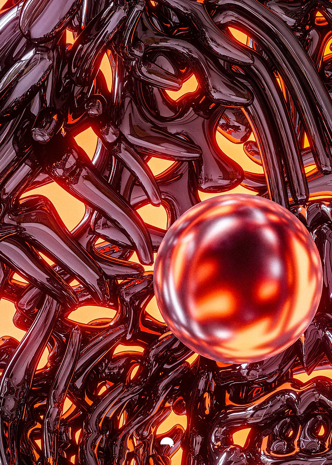 Abstract Metallic Sphere and Organic Forms