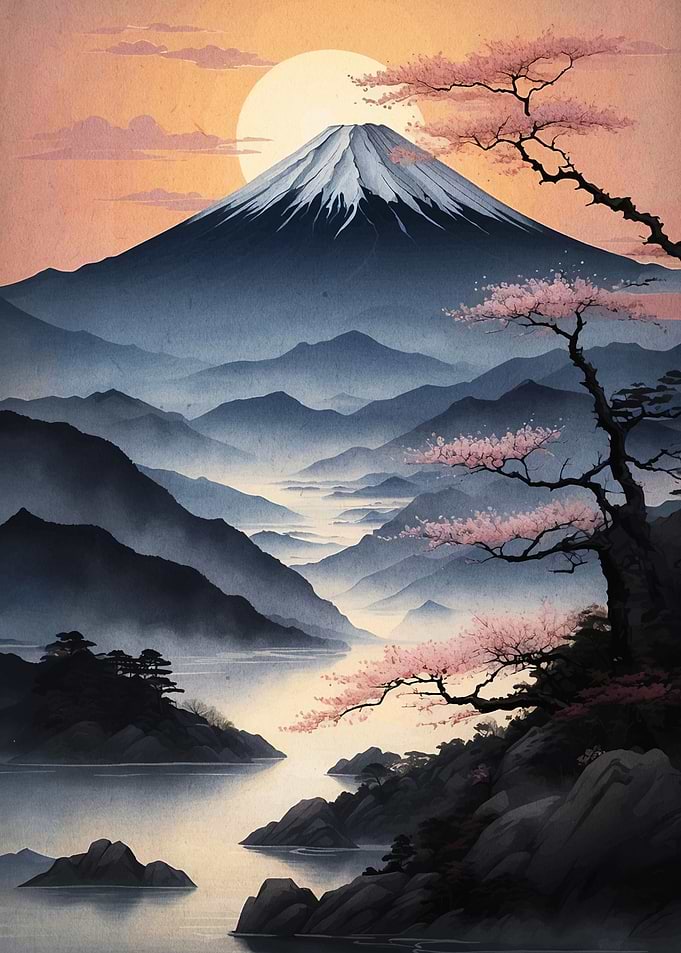 Mount Fuji with Cherry Blossoms