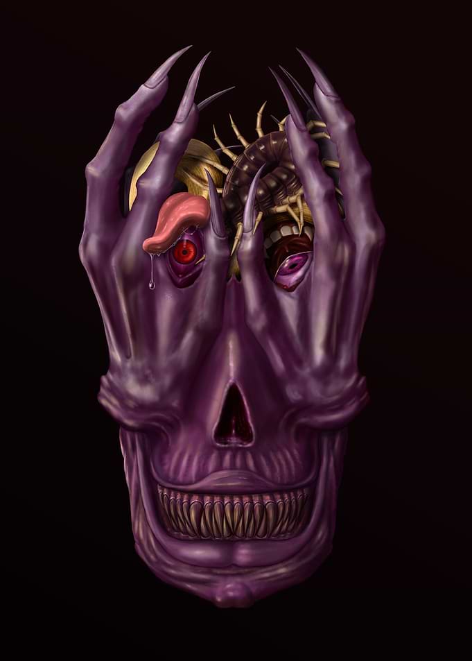 Corrupt (Horror Skull with Centipede and Eyes)