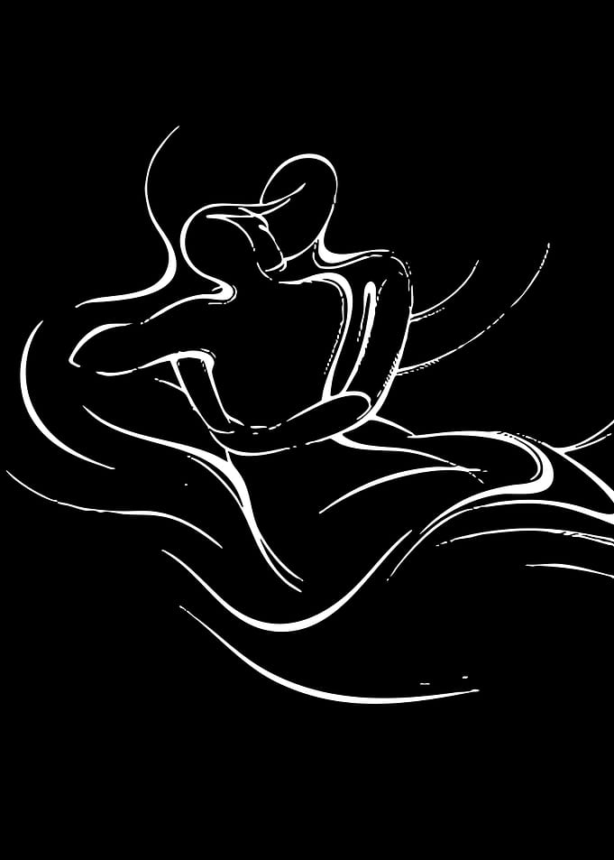 Abstract Couple Embracing