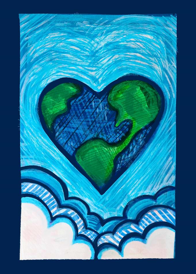 Heart-shaped Earth in the Sky