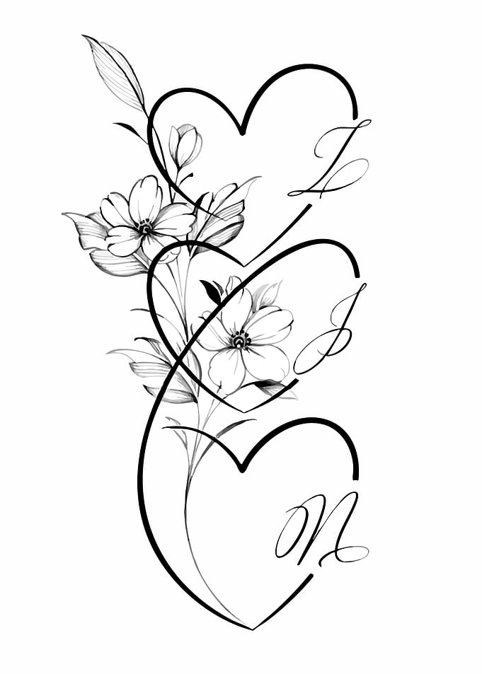 Floral Heart Tattoo Design