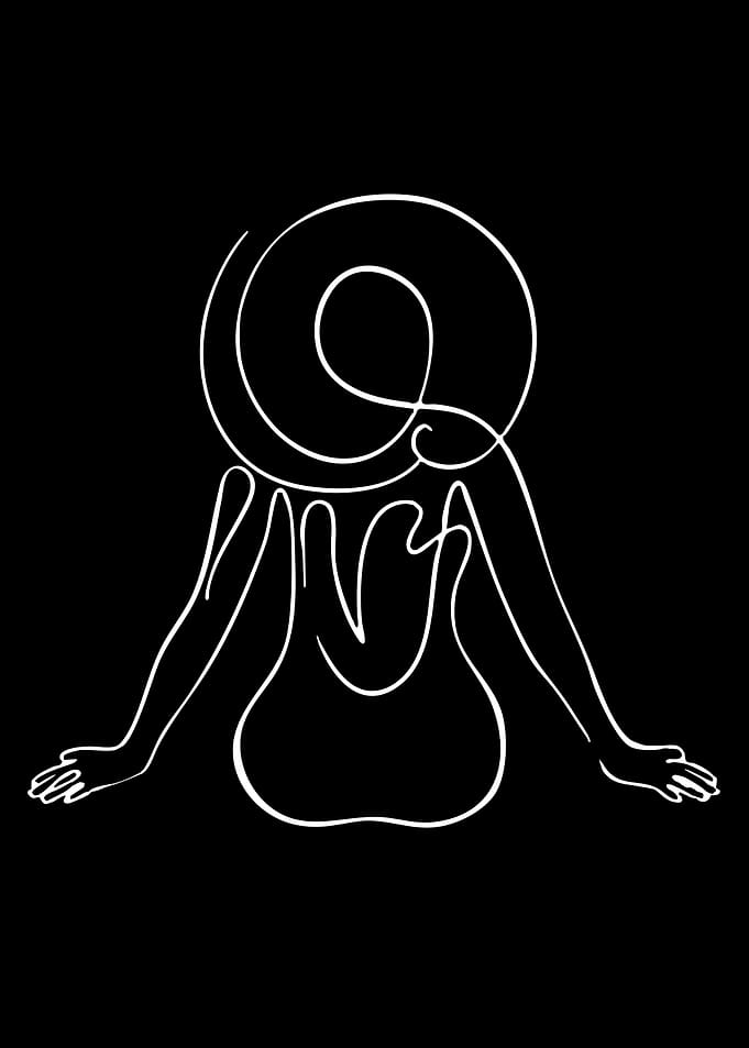 Minimalist Woman in Hat Line Art