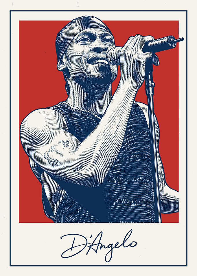 D'Angelo performing with microphone