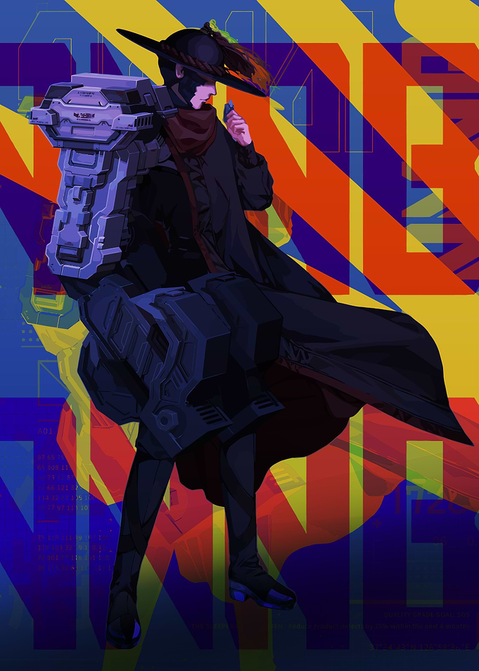 Cyberpunk Character with Mechanical Arm