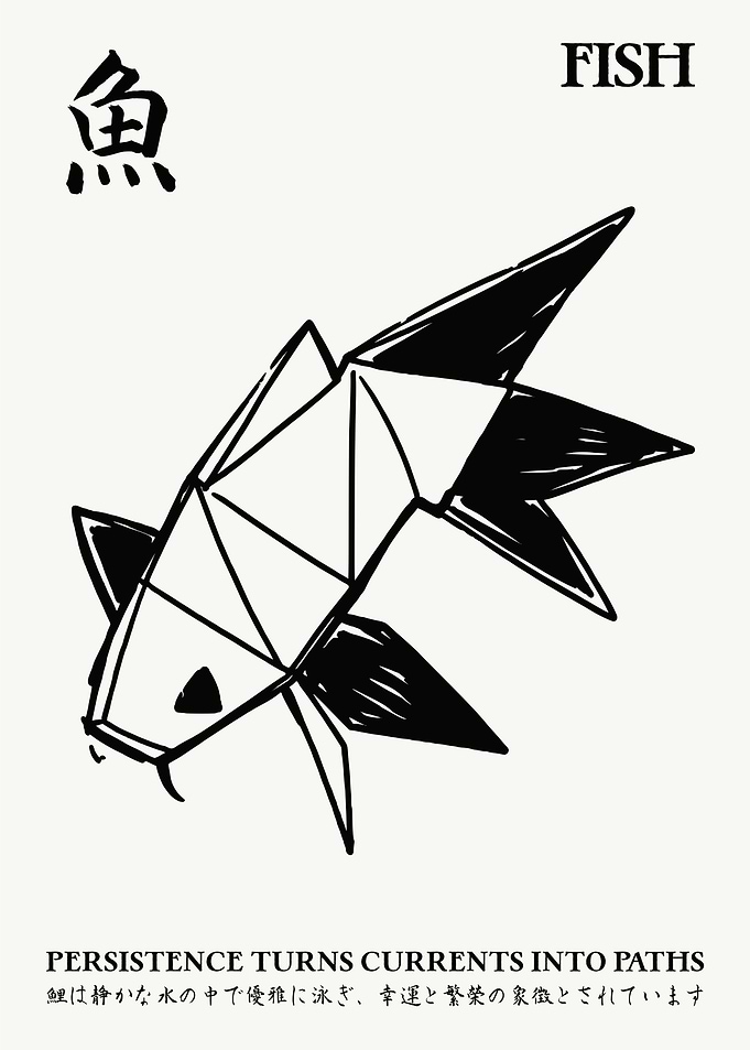 Origami Fish Japanese Wall Art