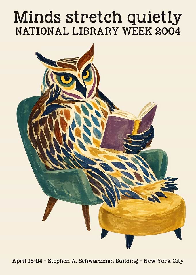 Owl Reading in a Chair