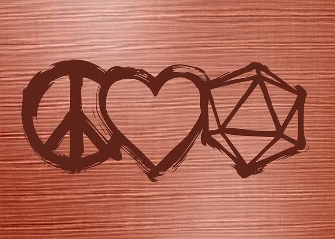 Peace Love D20 Board Game Room Art Pink