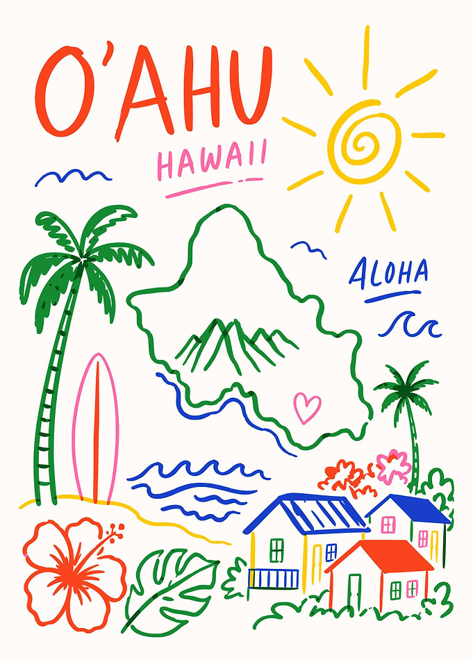 Oahu Hawaii Travel Wall Art