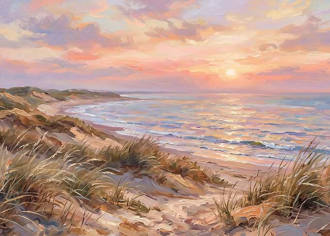 Sunset Beach Dunes Painting