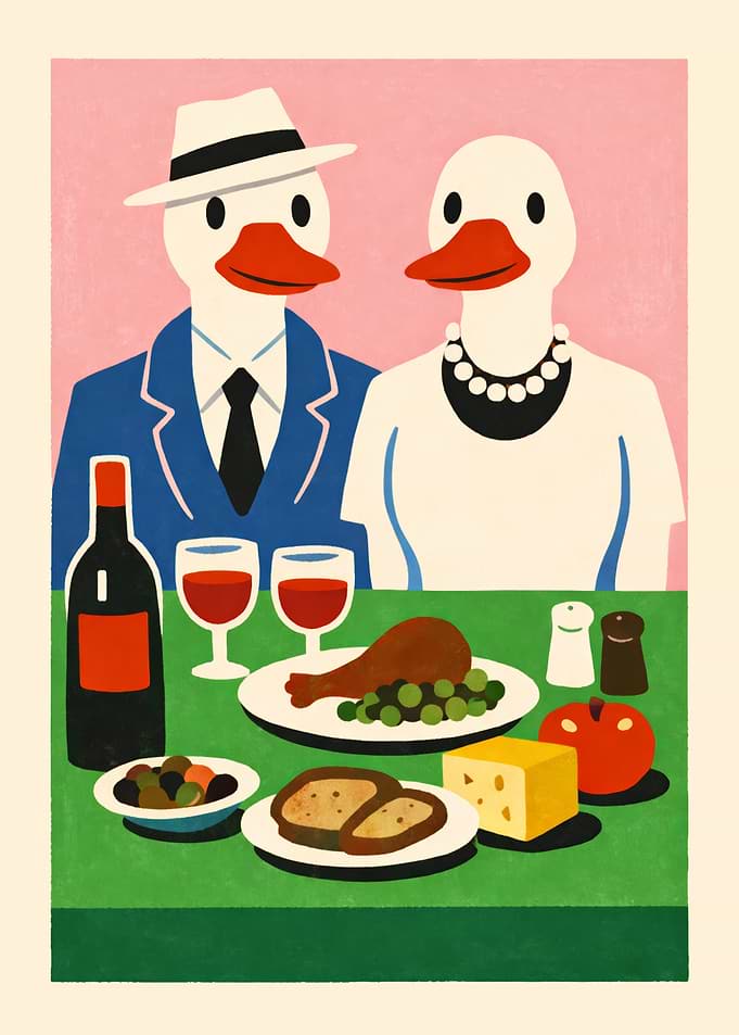 Fancy Ducks Dinner Art Print