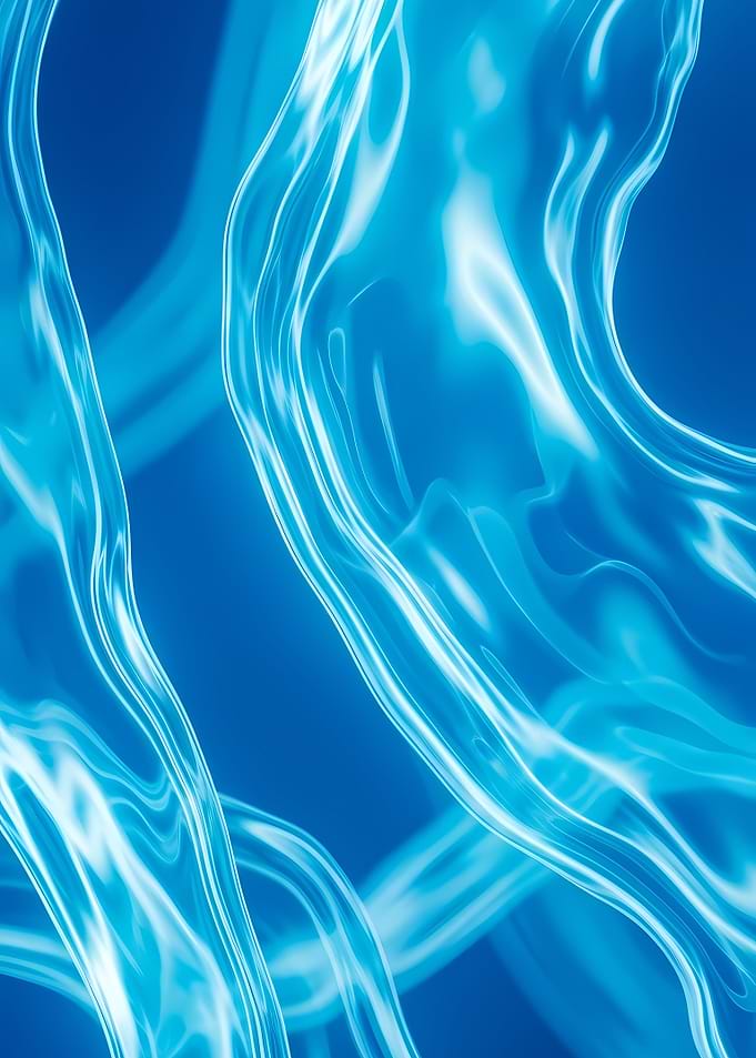 Ethereal Blue Liquid Waves - Flowing Abstract Fluid Art in Deep Cyan Tones - Water style