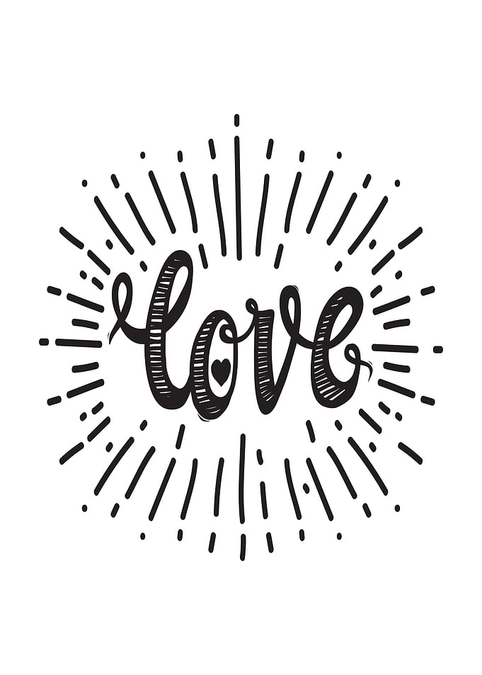 Love Hand Lettering with Sunburst
