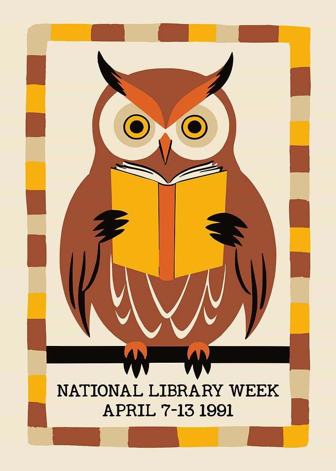 Owl Reading Library Wall Art