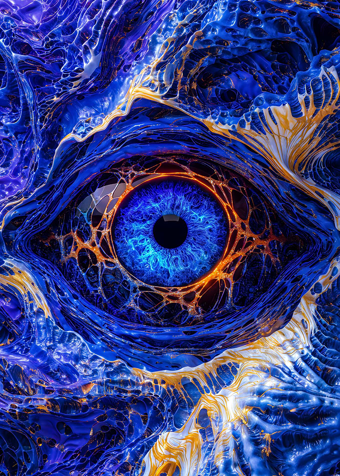 Cosmic Iris: Hypnotic Eye of Swirling Galaxies and Nebula Veins