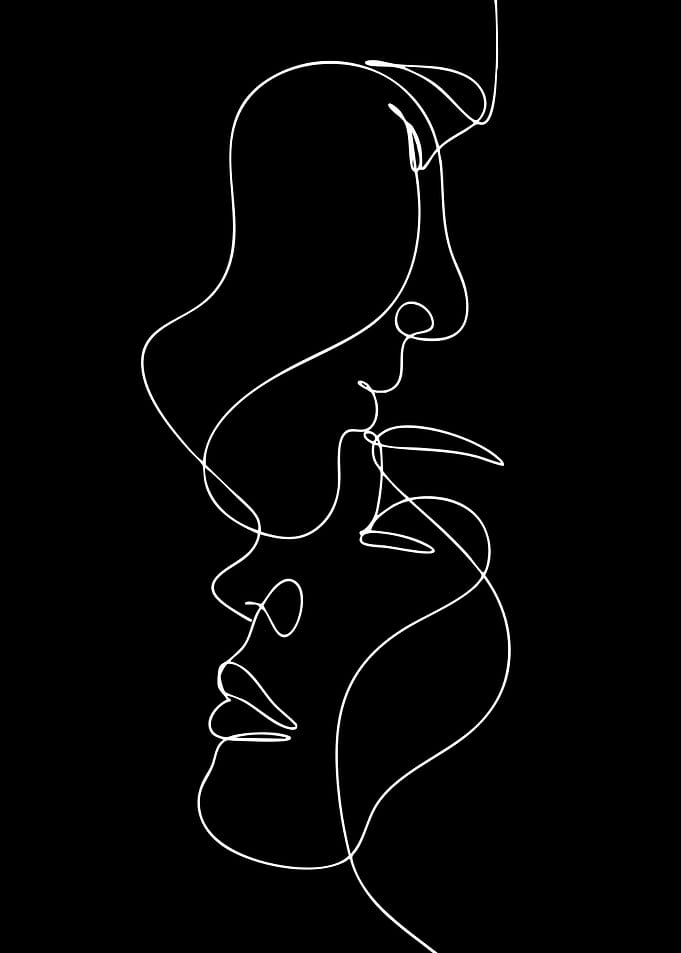 Minimalist Line Art of Two Faces