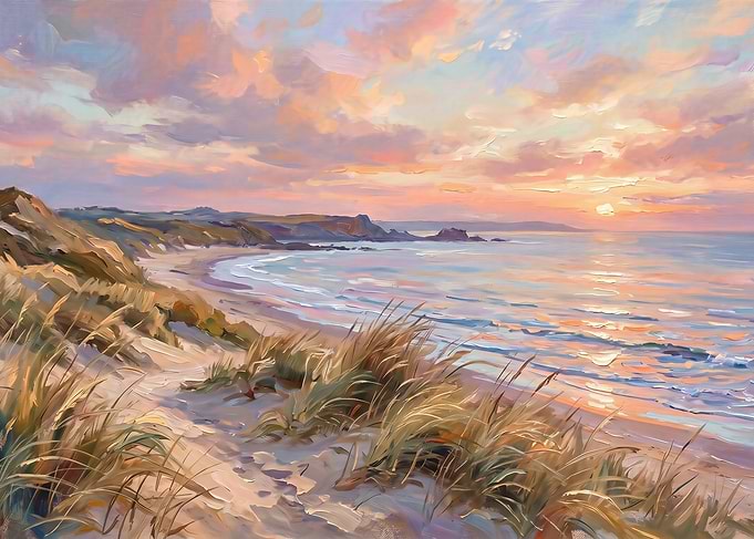 Sunset Beach Landscape Painting