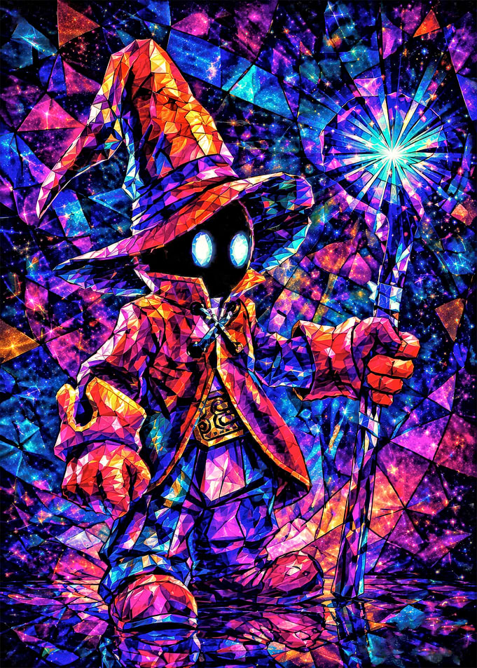 Black Mage Stained Glass Art