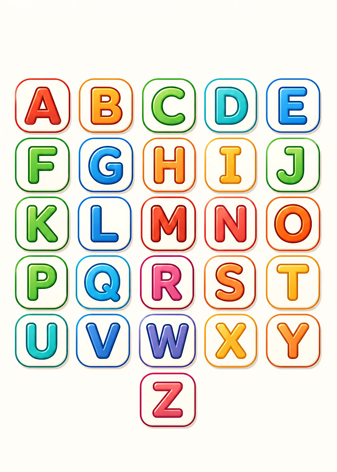 Alphabet Letters in Colorful Blocks