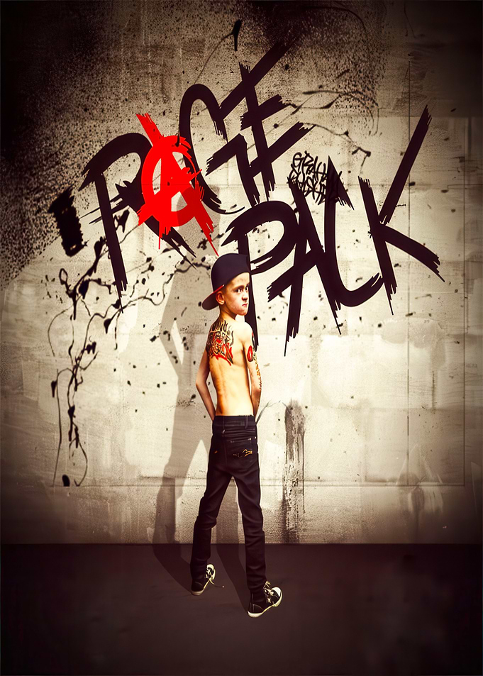 Boy with Tattoos and Anarchy Symbol