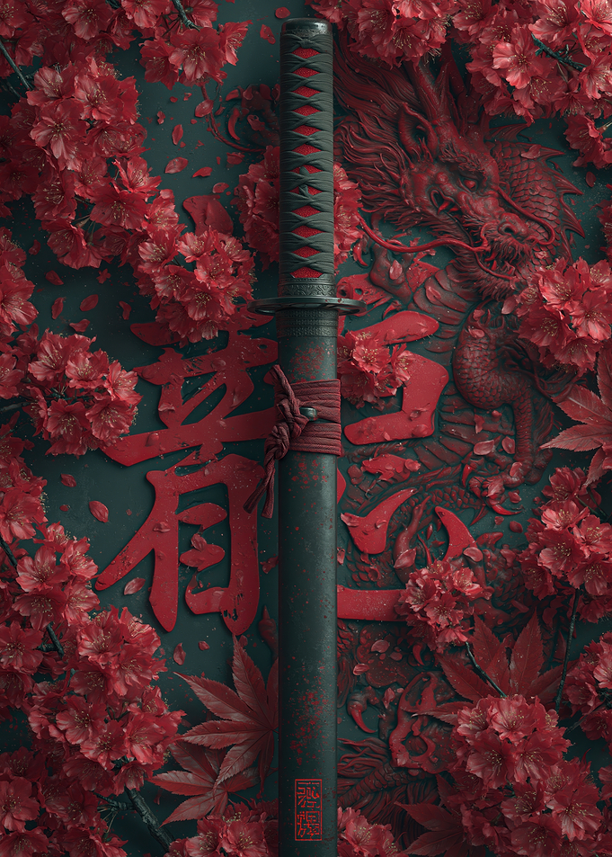 Red Cherry Blossom Katana
